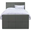 Leen Bakker Boxspring met voetbord Liv geblokt - grijs - 120x200 cm - slanke poot