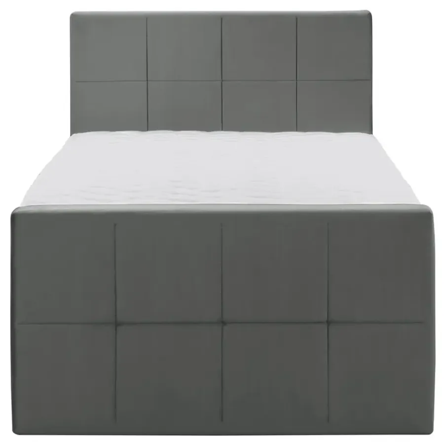 Leen Bakker Boxspring met voetbord Liv geblokt - grijs - 120x200 cm - slanke poot