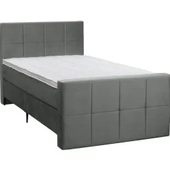 Leen Bakker Boxspring met voetbord Liv geblokt - grijs - 120x200 cm - slanke poot