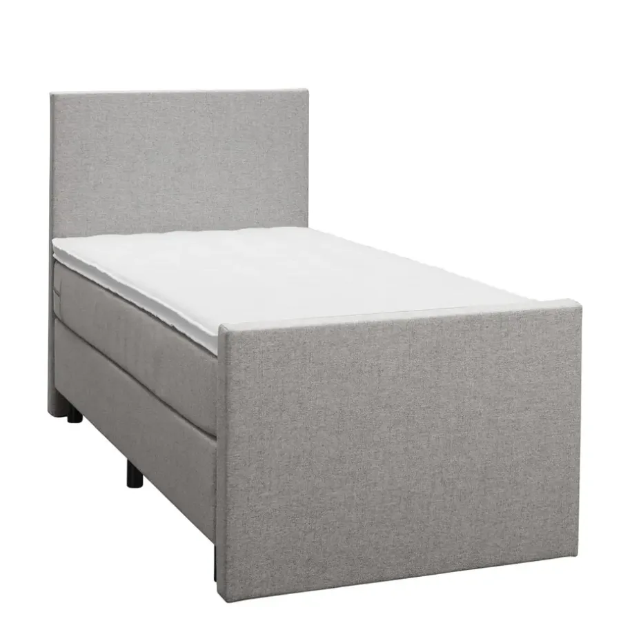 Leen Bakker Boxspring met voetbord Liv egaal - lichtgrijs - 90x200 cm - ronde poot