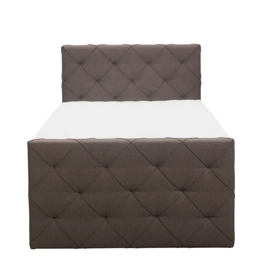 Leen Bakker Boxspring met voetbord Liv geruit - donkerbruin - 120x200 cm - slanke poot