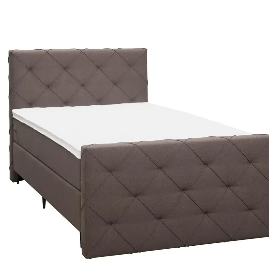Leen Bakker Boxspring met voetbord Liv geruit - donkerbruin - 120x200 cm - slanke poot