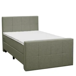 Leen Bakker Boxspring met voetbord Liv geblokt - groen - 120x200 cm - ronde poot