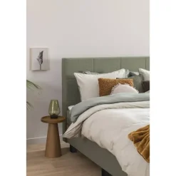 Leen Bakker Boxspring met voetbord Liv geblokt - groen - 120x200 cm - ronde poot