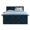 2-Persoons Boxsprings-Leen Bakker Boxspring met voetbord Liv geruit - blauw - 140x200 cm - vierkante poot