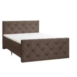 Leen Bakker Boxspring met voetbord Liv geruit - bruin - 180x200 cm - slanke poot