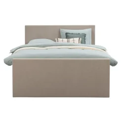 Leen Bakker Boxspring met voetbord Liv egaal - beige - 160x200 cm - slanke poot