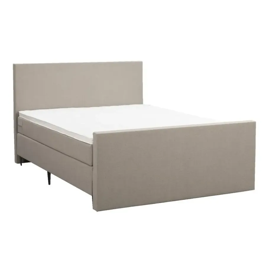 Leen Bakker Boxspring met voetbord Liv egaal - beige - 160x200 cm - slanke poot