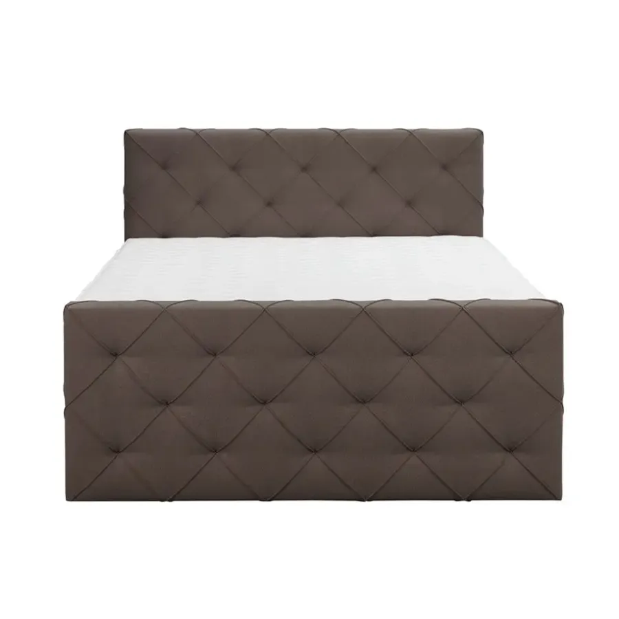 Leen Bakker Boxspring met voetbord Liv geruit - donkerbruin - 160x200 cm - ronde poot