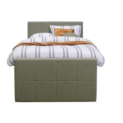 1-Persoons Boxsprings-Leen Bakker Boxspring met voetbord Liv geblokt - groen - 120x200 cm - slanke poot