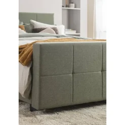 1-Persoons Boxsprings-Leen Bakker Boxspring met voetbord Liv geblokt - groen - 120x200 cm - slanke poot