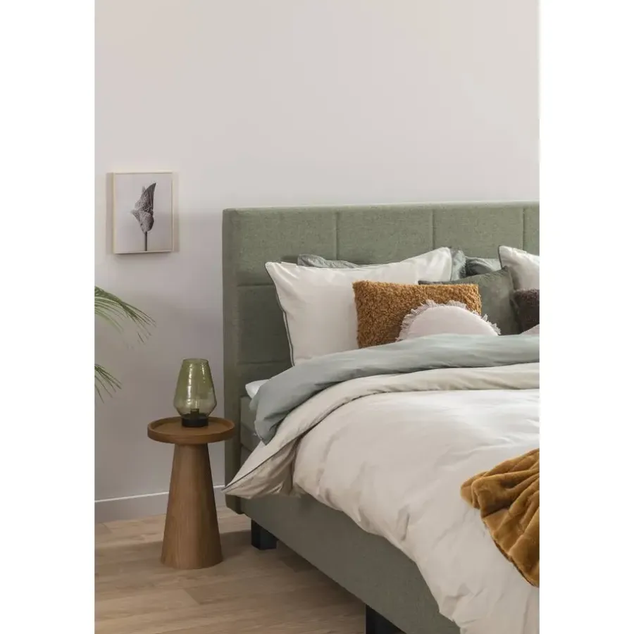 1-Persoons Boxsprings-Leen Bakker Boxspring met voetbord Liv geblokt - groen - 120x200 cm - slanke poot