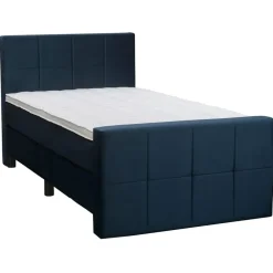 Leen Bakker Boxspring met voetbord Liv geblokt - blauw - 120x200 cm - ronde poot