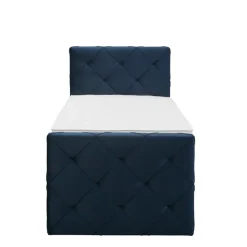 1-Persoons Boxsprings-Leen Bakker Boxspring met voetbord Liv geruit - blauw - 90x200 cm - slanke poot