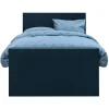 Leen Bakker Boxspring met voetbord Liv egaal - blauw - 120x200 cm - slanke poot