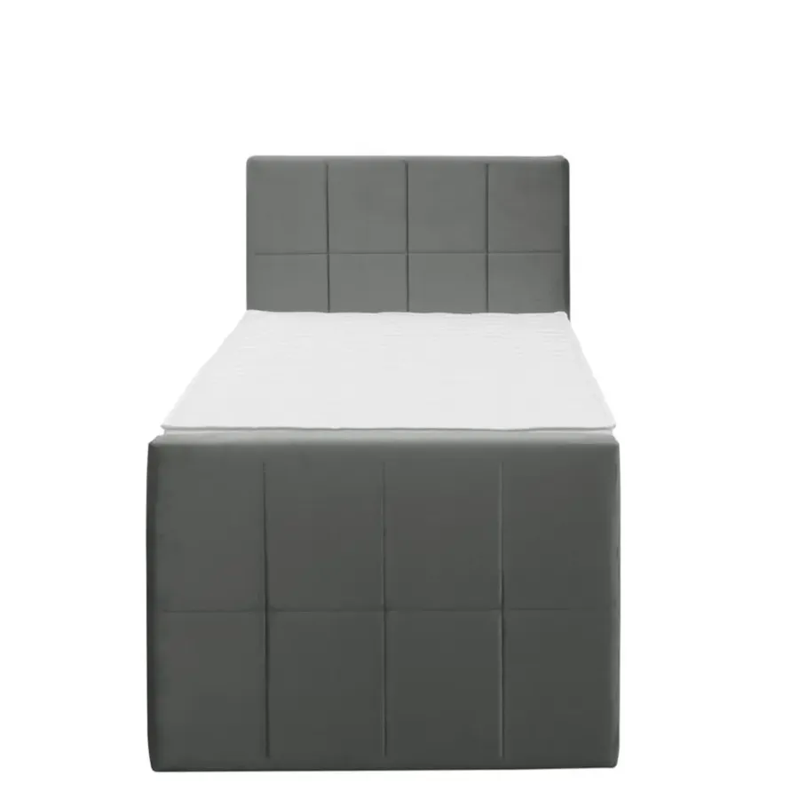 Leen Bakker Boxspring met voetbord Liv geblokt - grijs - 90x200 cm - vierkante poot