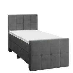 Leen Bakker Boxspring met voetbord Liv geblokt - grijs - 90x200 cm - vierkante poot