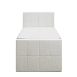 Leen Bakker Boxspring met voetbord Liv geblokt - ecru - 90x200 cm - slanke poot