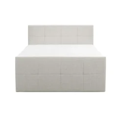 Leen Bakker Boxspring met voetbord Liv geblokt - ecru - 180x200 cm - slanke poot