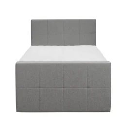 Leen Bakker Boxspring met voetbord Liv geblokt - lichtgrijs - 120x200 cm - slanke poot