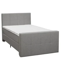 Leen Bakker Boxspring met voetbord Liv geblokt - lichtgrijs - 120x200 cm - slanke poot
