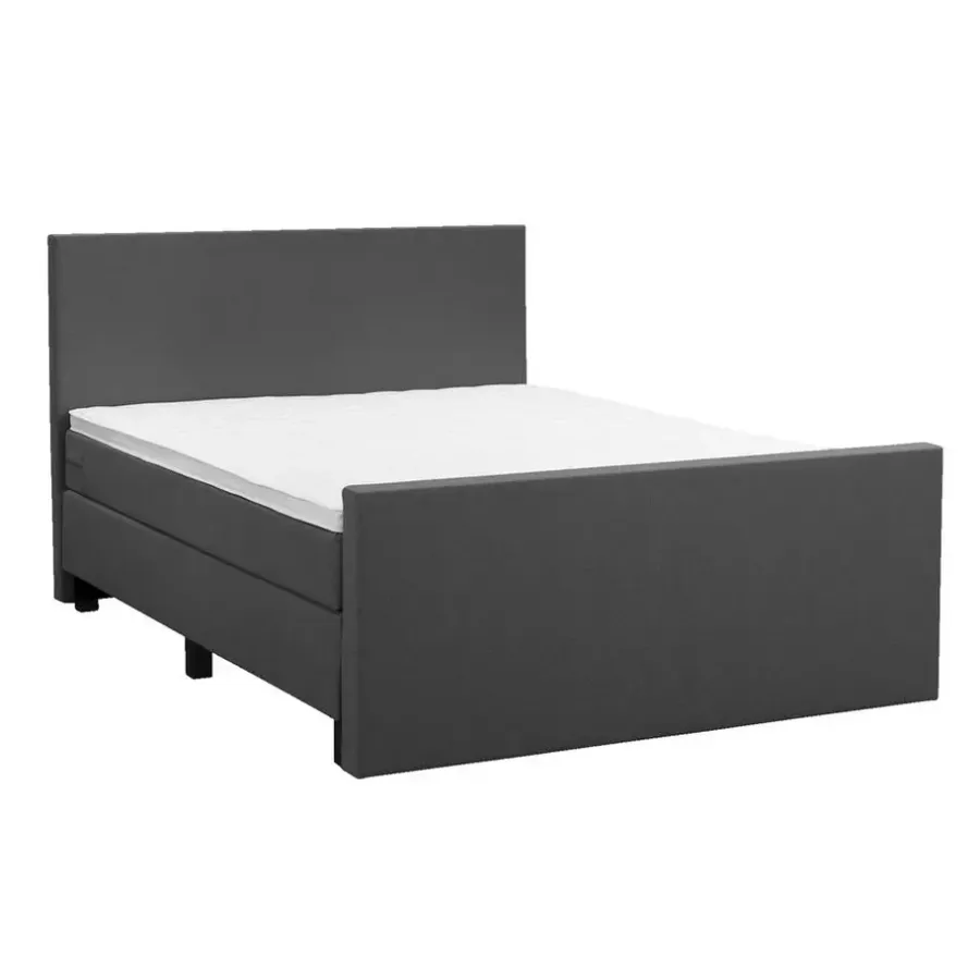 2-Persoons Boxsprings-Leen Bakker Boxspring met voetbord Liv egaal - antraciet - 180x200 cm - vierkante poot