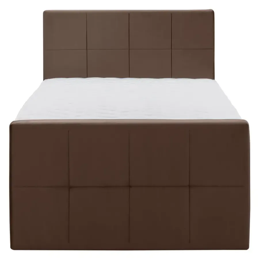 1-Persoons Boxsprings-Leen Bakker Boxspring met voetbord Liv geblokt - bruin - 120x200 cm - vierkante poot