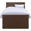 1-Persoons Boxsprings-Leen Bakker Boxspring met voetbord Liv egaal - bruin - 120x200 cm - slanke poot