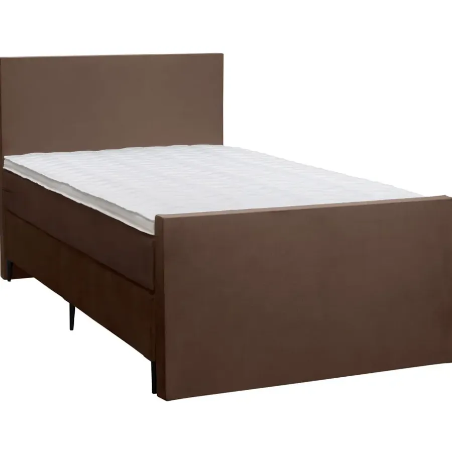 1-Persoons Boxsprings-Leen Bakker Boxspring met voetbord Liv egaal - bruin - 120x200 cm - slanke poot