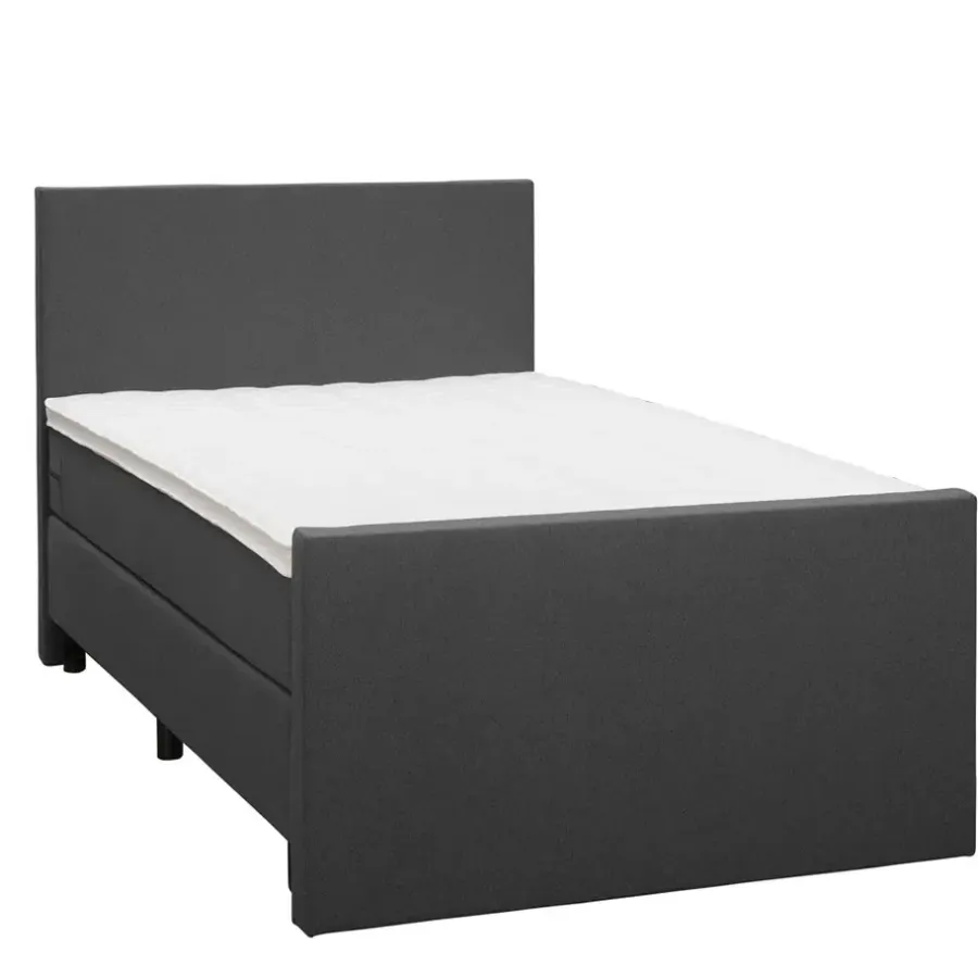 Leen Bakker Boxspring met voetbord Liv egaal - antraciet - 120x200 cm - ronde poot