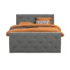 Leen Bakker Boxspring met voetbord Liv geruit - lichtgrijs - 140x200 cm - ronde poot