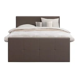 2-Persoons Boxsprings-Leen Bakker Boxspring met voetbord Liv geblokt - donkerbruin - 180x200 cm - ronde poot