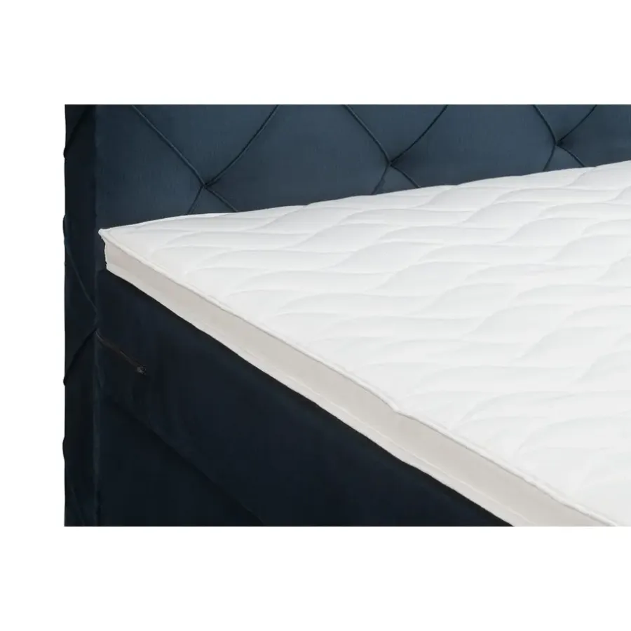 Leen Bakker Boxspring met voetbord Liv geruit - blauw - 180x200 cm - ronde poot