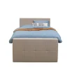 Leen Bakker Boxspring met voetbord Liv geblokt - beige - 120x200 cm - ronde poot