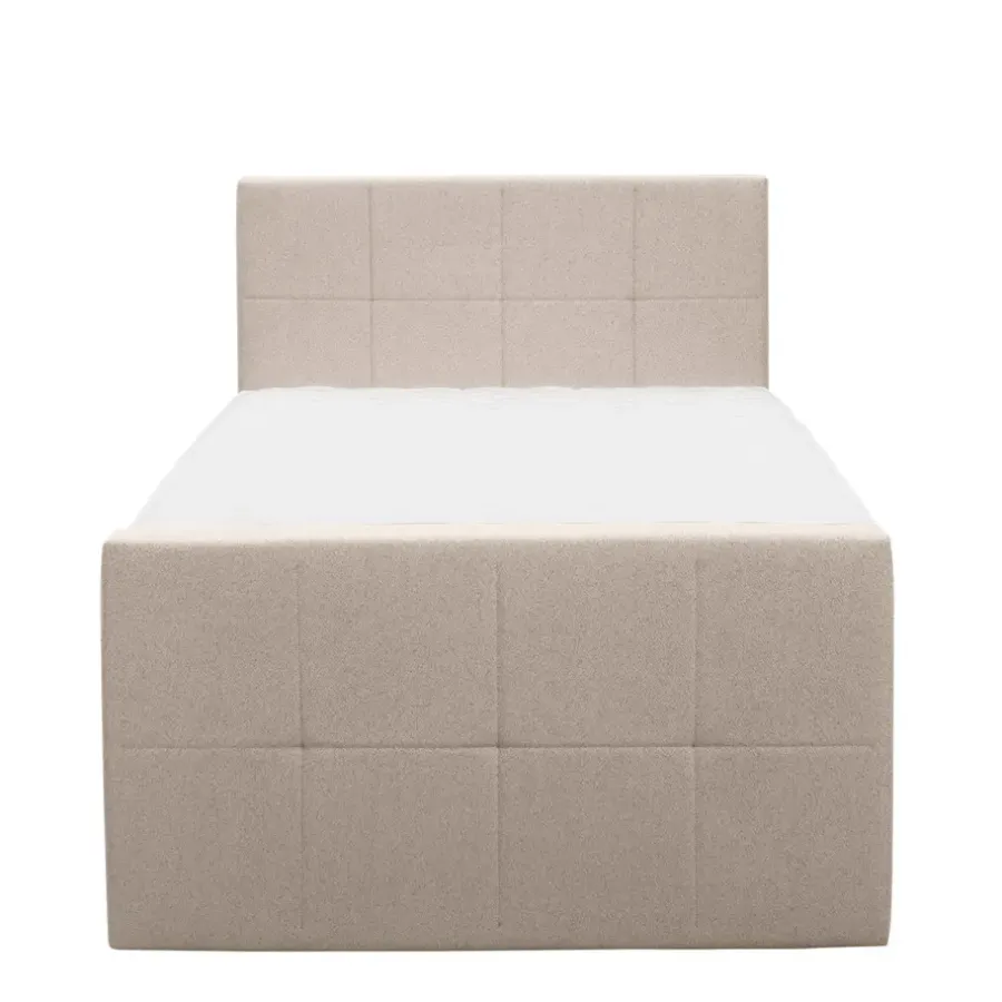Leen Bakker Boxspring met voetbord Liv geblokt - beige - 120x200 cm - ronde poot