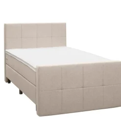 Leen Bakker Boxspring met voetbord Liv geblokt - beige - 120x200 cm - ronde poot