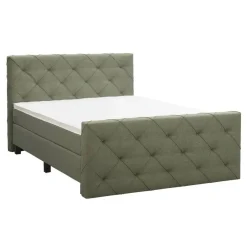 2-Persoons Boxsprings-Leen Bakker Boxspring met voetbord Liv geruit - groen - 140x200 cm - vierkante poot