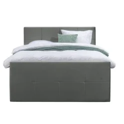 Leen Bakker Boxspring met voetbord Liv geblokt - grijs - 160x200 cm - slanke poot