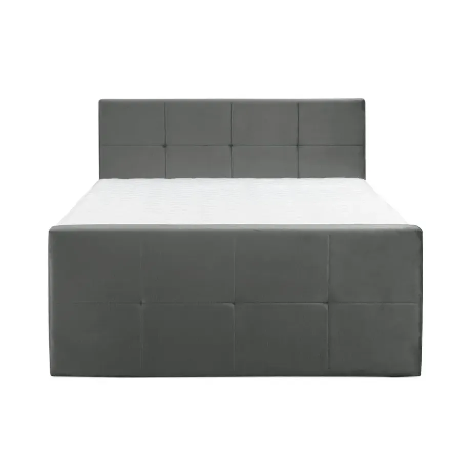 Leen Bakker Boxspring met voetbord Liv geblokt - grijs - 160x200 cm - slanke poot