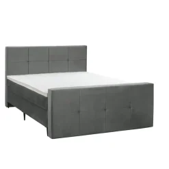 Leen Bakker Boxspring met voetbord Liv geblokt - grijs - 160x200 cm - slanke poot