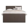 Leen Bakker Boxspring met voetbord Liv geblokt - donkerbruin - 160x200 cm - ronde poot