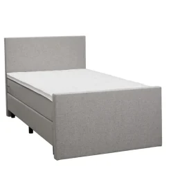 Leen Bakker Boxspring met voetbord Liv egaal - lichtgrijs - 120x200 cm - ronde poot