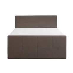 2-Persoons Boxsprings-Leen Bakker Boxspring met voetbord Liv geblokt - donkerbruin - 140x200 cm - ronde poot