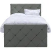 Leen Bakker Boxspring met voetbord Liv geruit - grijs - 120x200 cm - slanke poot