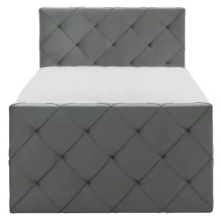 Leen Bakker Boxspring met voetbord Liv geruit - grijs - 120x200 cm - slanke poot