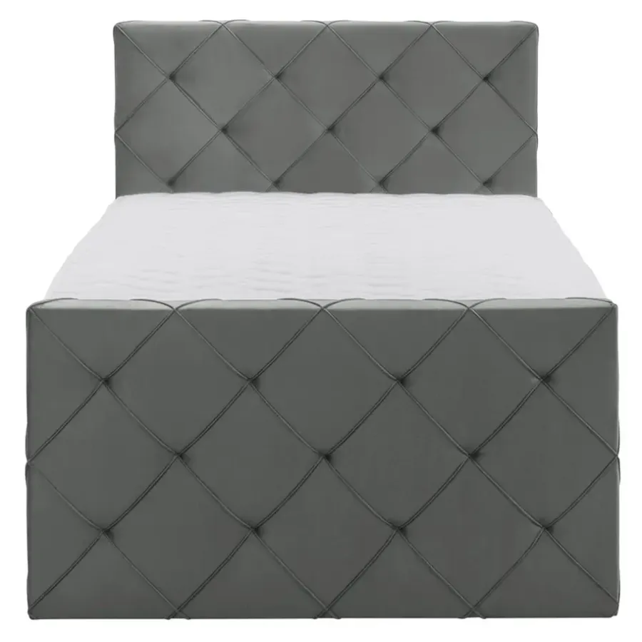 Leen Bakker Boxspring met voetbord Liv geruit - grijs - 120x200 cm - slanke poot