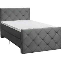 Leen Bakker Boxspring met voetbord Liv geruit - grijs - 120x200 cm - slanke poot
