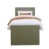 1-Persoons Boxsprings-Leen Bakker Boxspring met voetbord Liv egaal - groen - 90x200 cm - ronde poot
