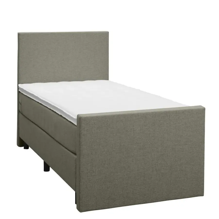 1-Persoons Boxsprings-Leen Bakker Boxspring met voetbord Liv egaal - groen - 90x200 cm - ronde poot