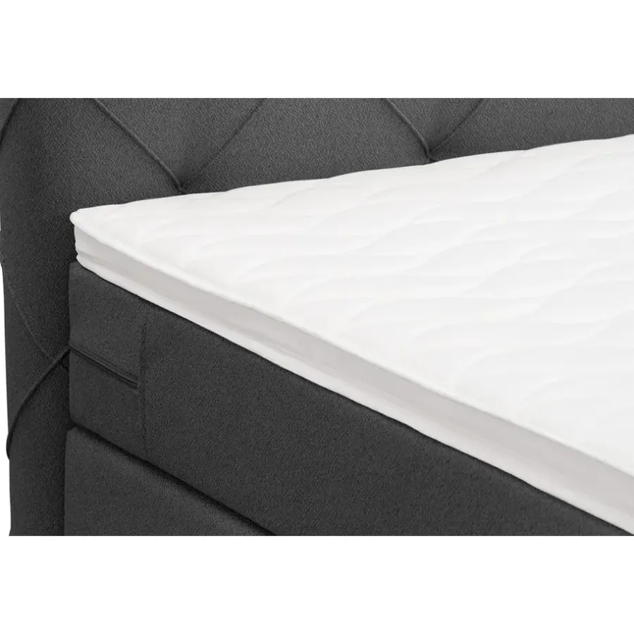 Leen Bakker Boxspring met voetbord Liv geruit - antraciet - 180x200 cm - vierkante poot